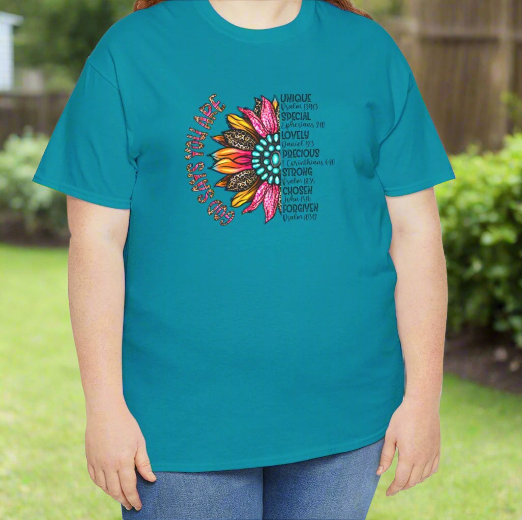 God Says You Are – Faith & Scripture Christian Tee - Kim’s Signature Beauty & Accessories    