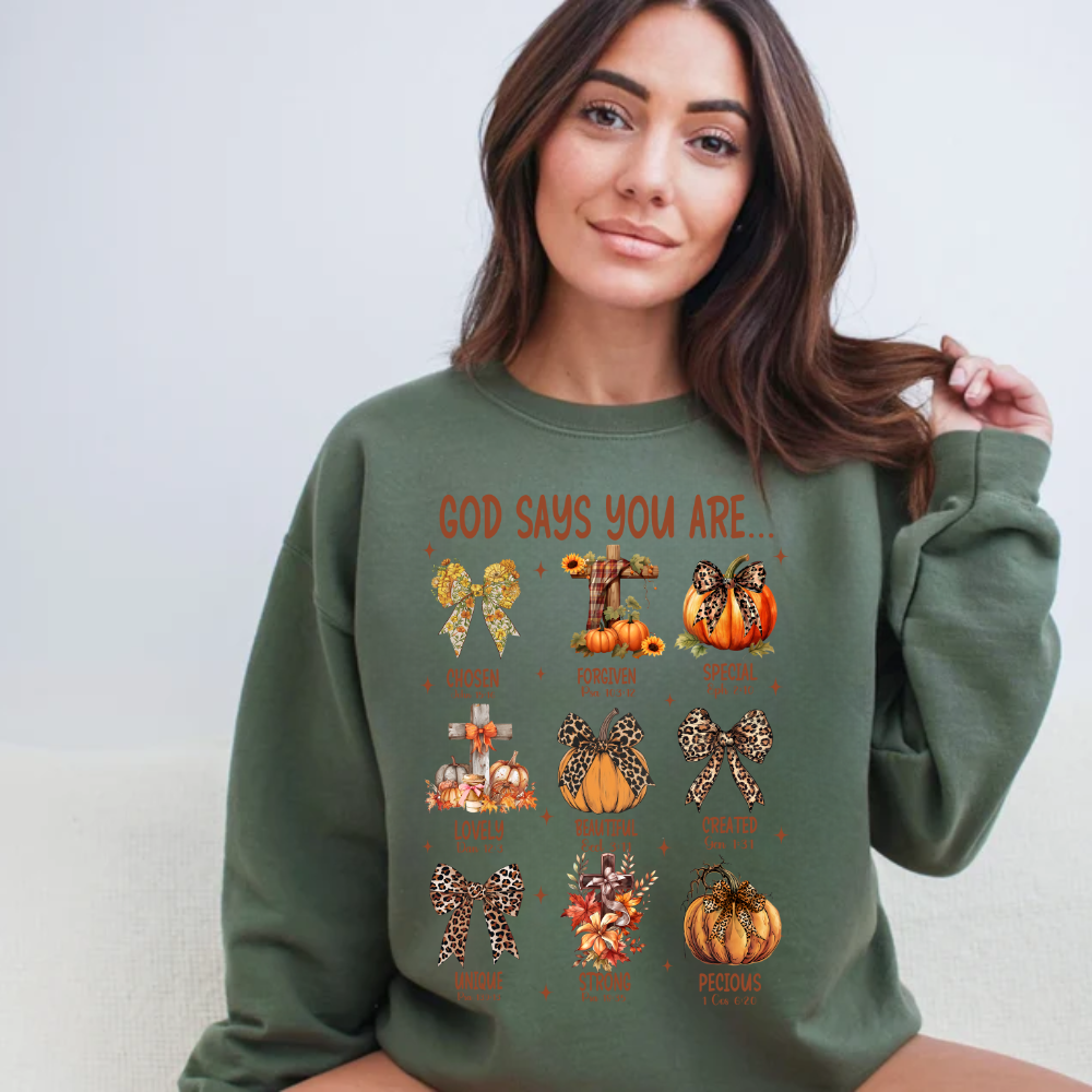 God Says You Are... Fall Inspirational Sweatshirt - Kim’s Signature Beauty & Accessories    