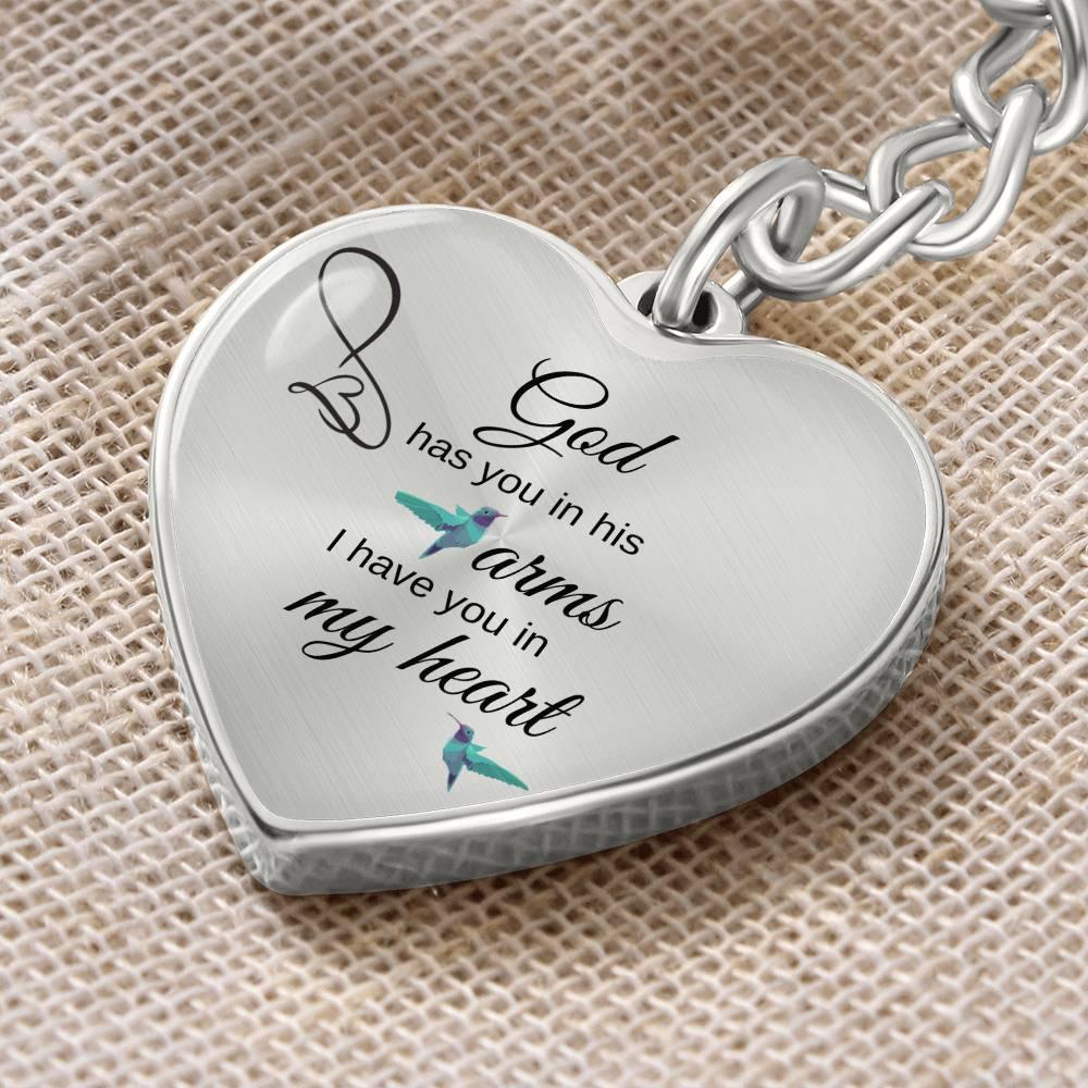 God has you in his arms | Engravable Memory keychain - Kim’s Signature Beauty & Accessories    