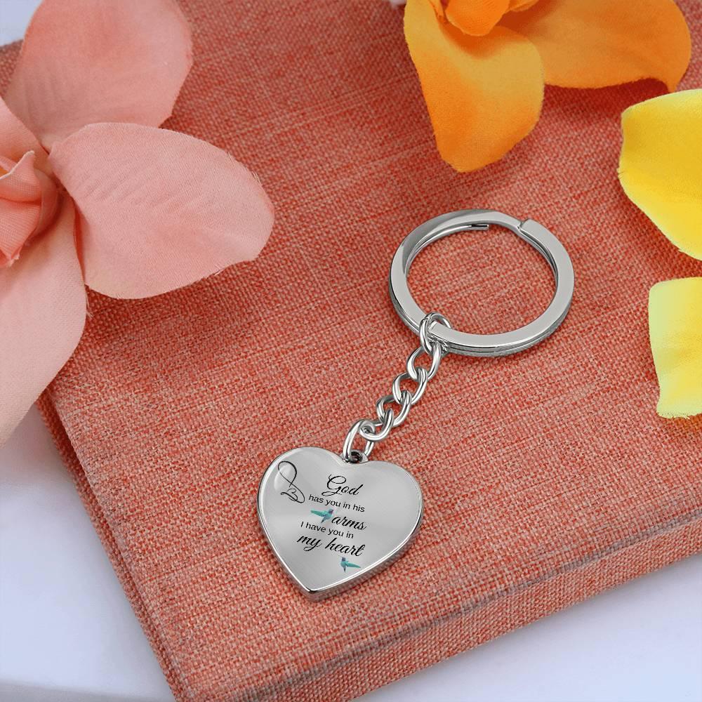 God has you in his arms | Engravable Memory keychain - Kim’s Signature Beauty & Accessories    