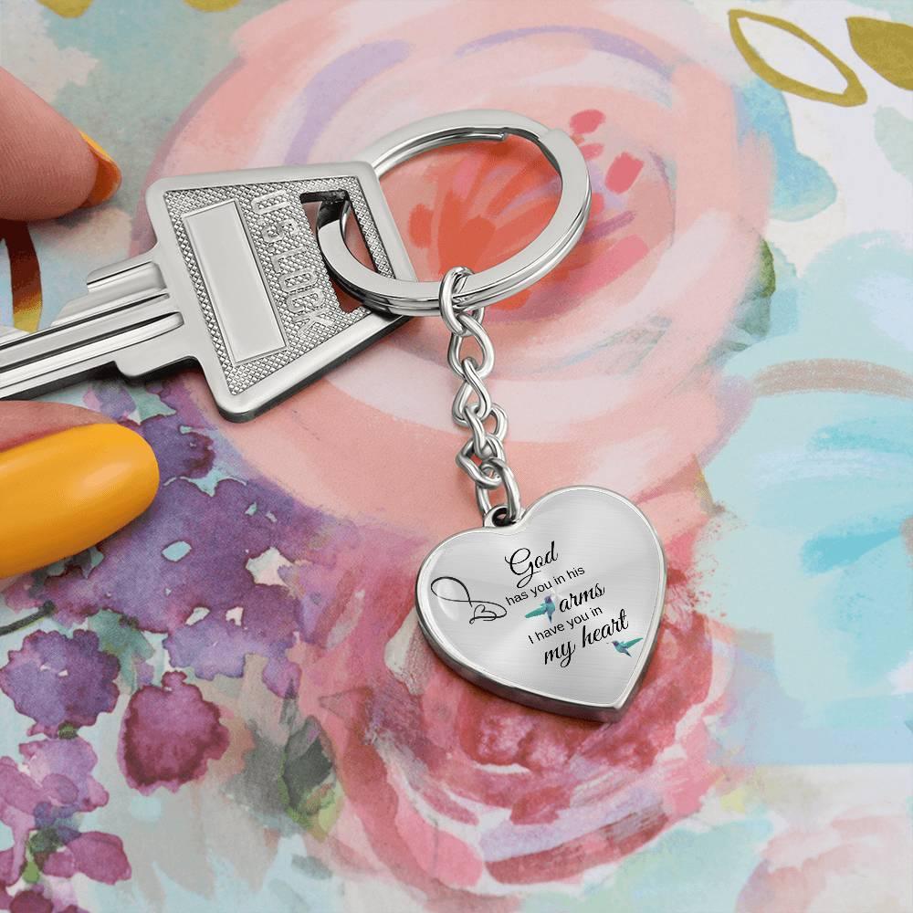 God has you in his arms | Engravable Memory keychain - Kim’s Signature Beauty & Accessories    