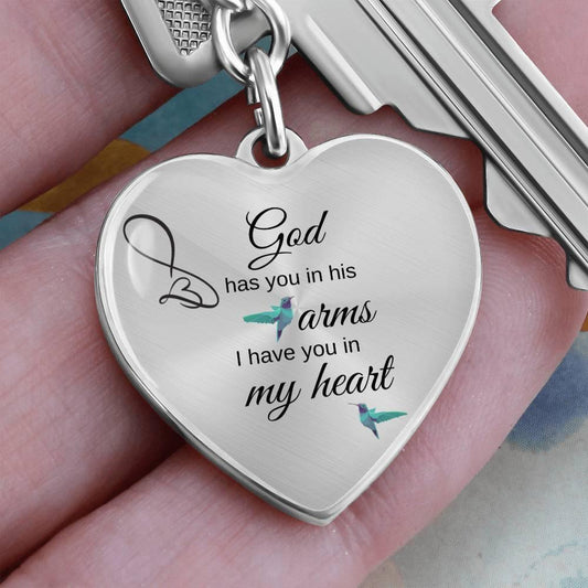 God has you in his arms | Engravable Memory keychain - Kim’s Signature Beauty & Accessories    