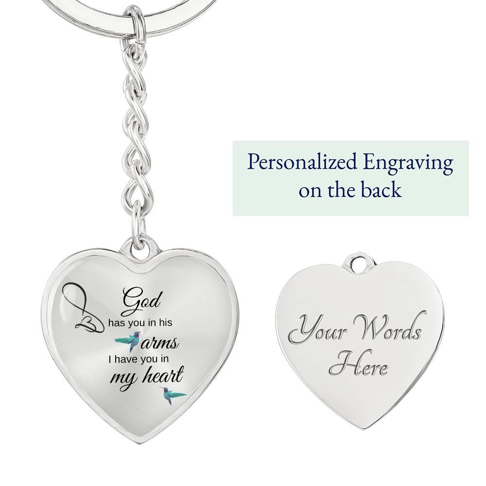 God has you in his arms | Engravable Memory keychain - Kim’s Signature Beauty & Accessories    
