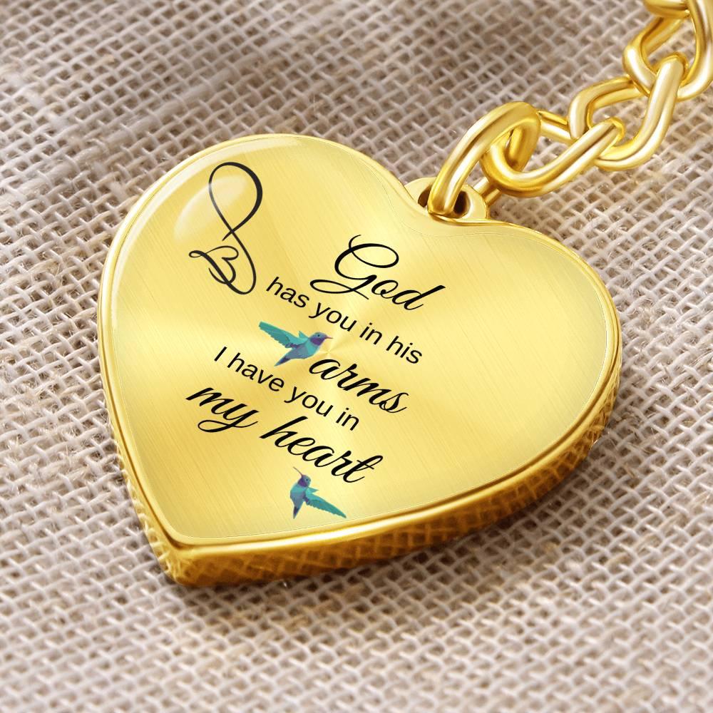 God has you in his arms | Engravable Memory keychain - Kim’s Signature Beauty & Accessories    