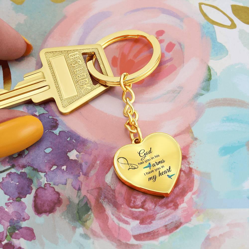God has you in his arms | Engravable Memory keychain - Kim’s Signature Beauty & Accessories    