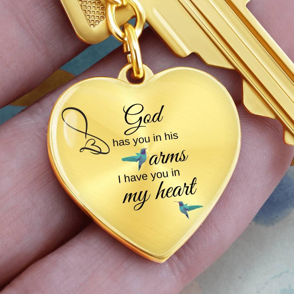 God has you in his arms | Engravable Memory keychain - Kim’s Signature Beauty & Accessories    