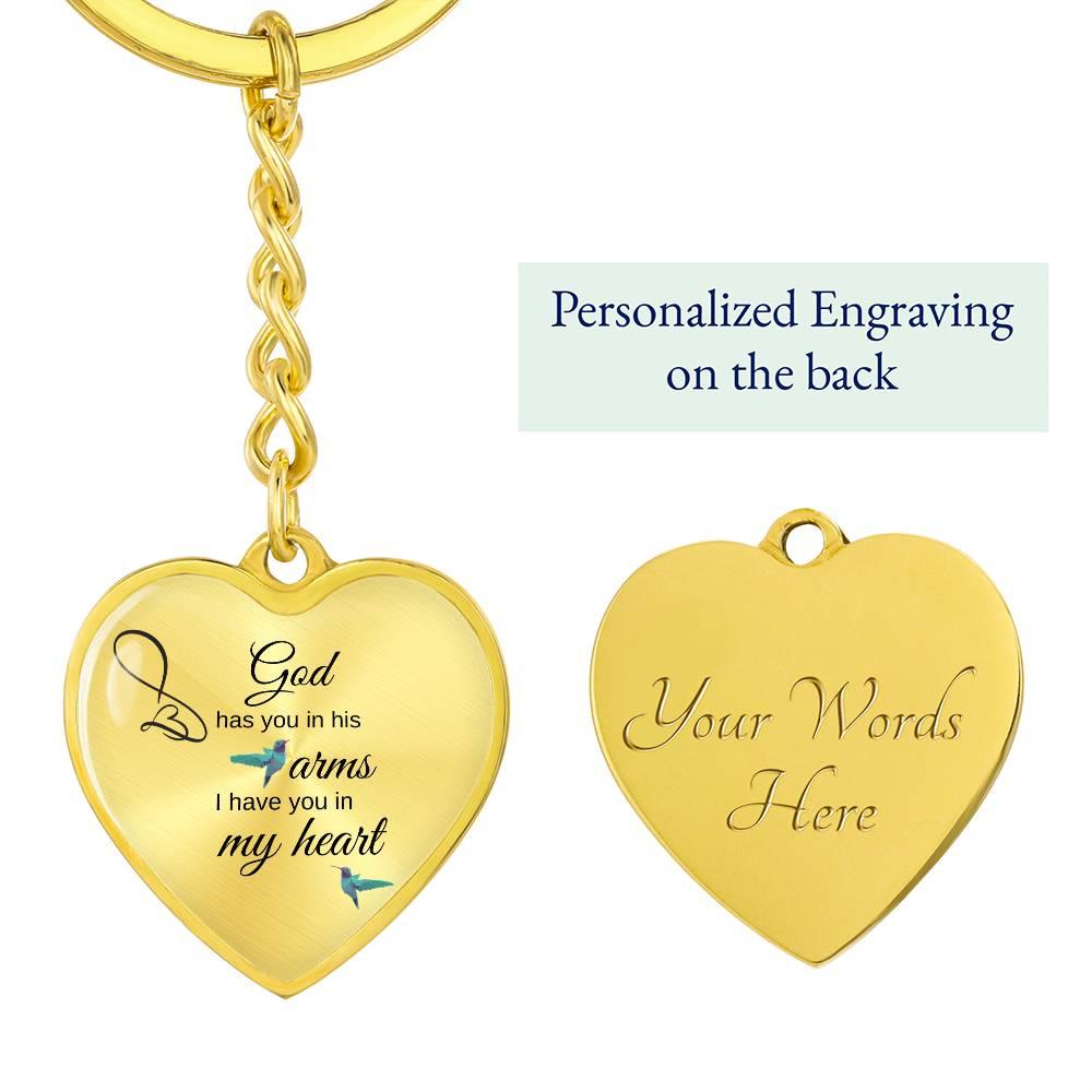 God has you in his arms | Engravable Memory keychain - Kim’s Signature Beauty & Accessories    