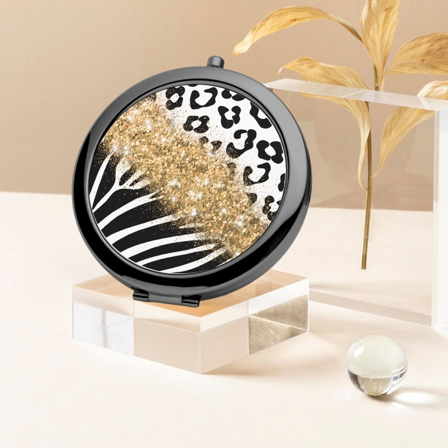 Gold Glitter | Compact Mirror - Kim’s Signature Beauty & Accessories    
