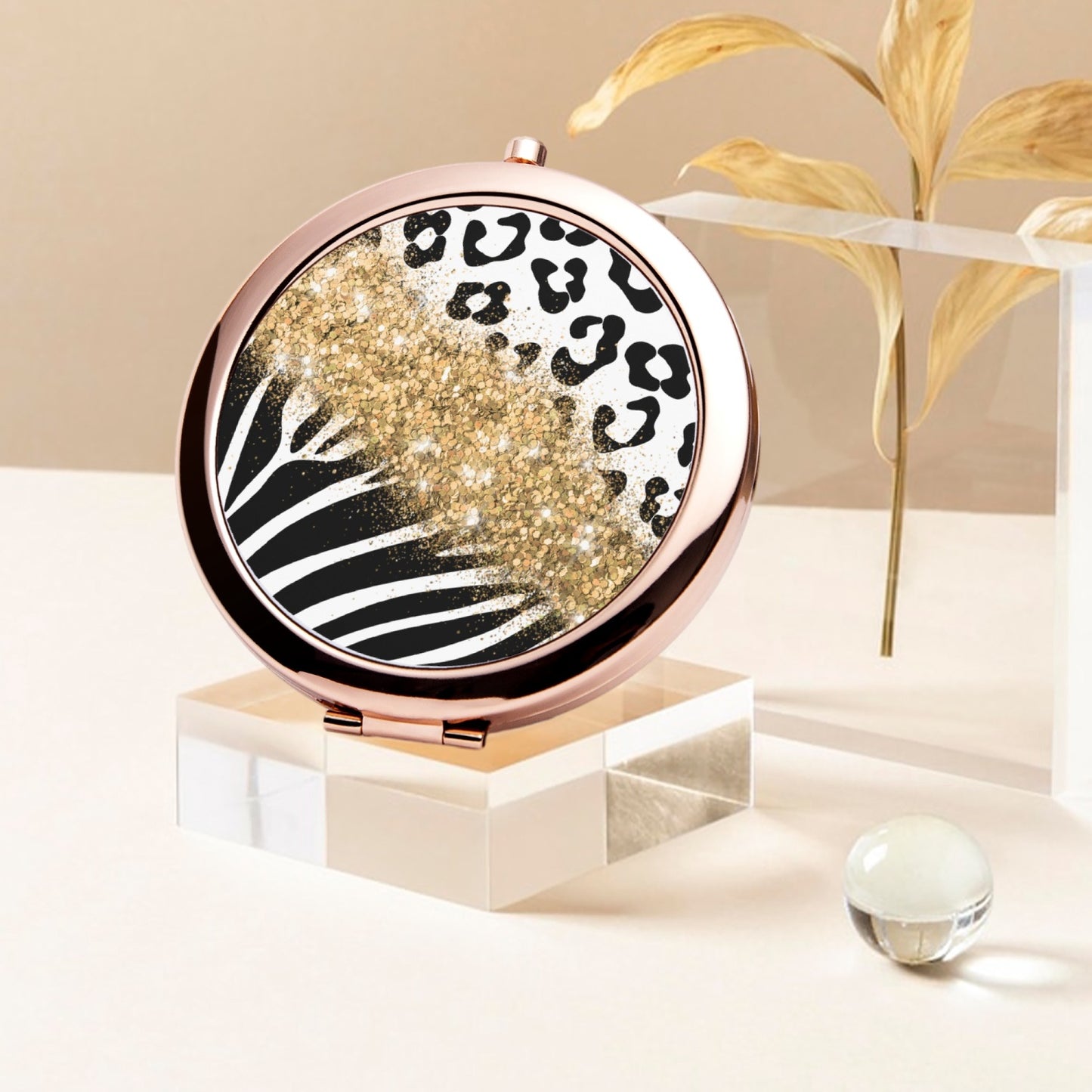 Gold Glitter | Compact Mirror - Kim’s Signature Beauty & Accessories    