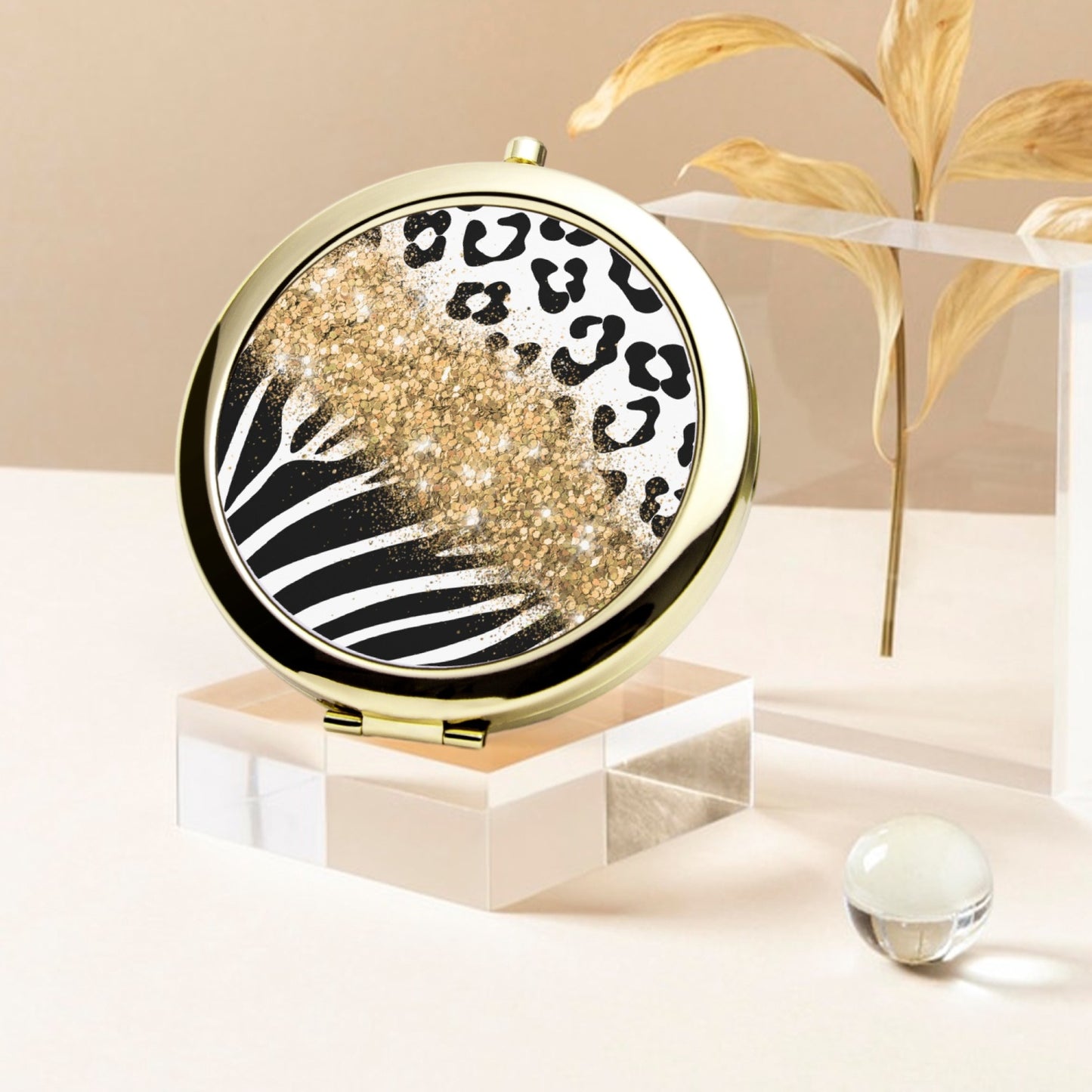 Gold Glitter | Compact Mirror - Kim’s Signature Beauty & Accessories    