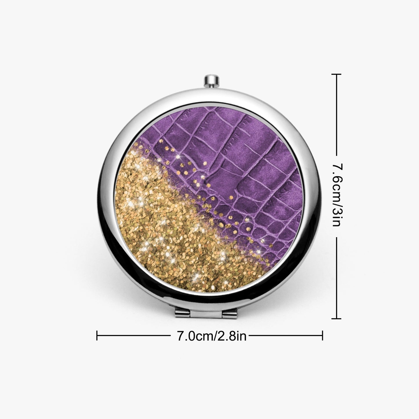 Gold Glitter & Purple Leather | Compact Mirror - Kim’s Signature Beauty & Accessories    