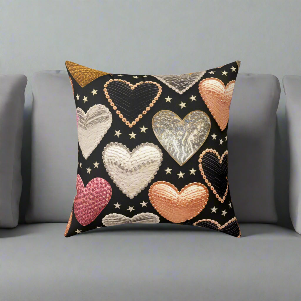 Golden Elegance Heart Throw Pillow - Kim’s Signature Beauty & Accessories    