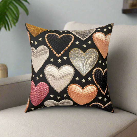 Golden Elegance Heart Throw Pillow - Kim’s Signature Beauty & Accessories    