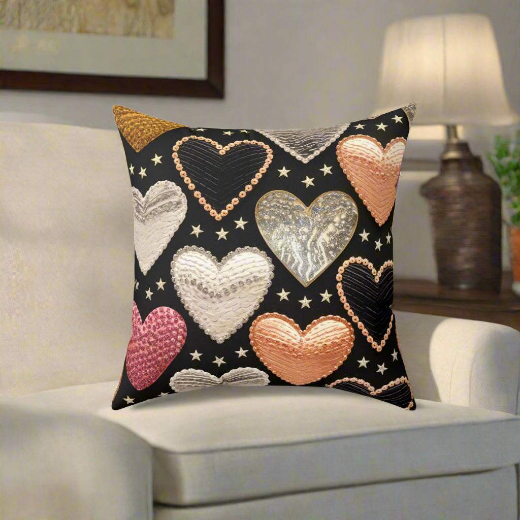 Golden Elegance Heart Throw Pillow - Kim’s Signature Beauty & Accessories    
