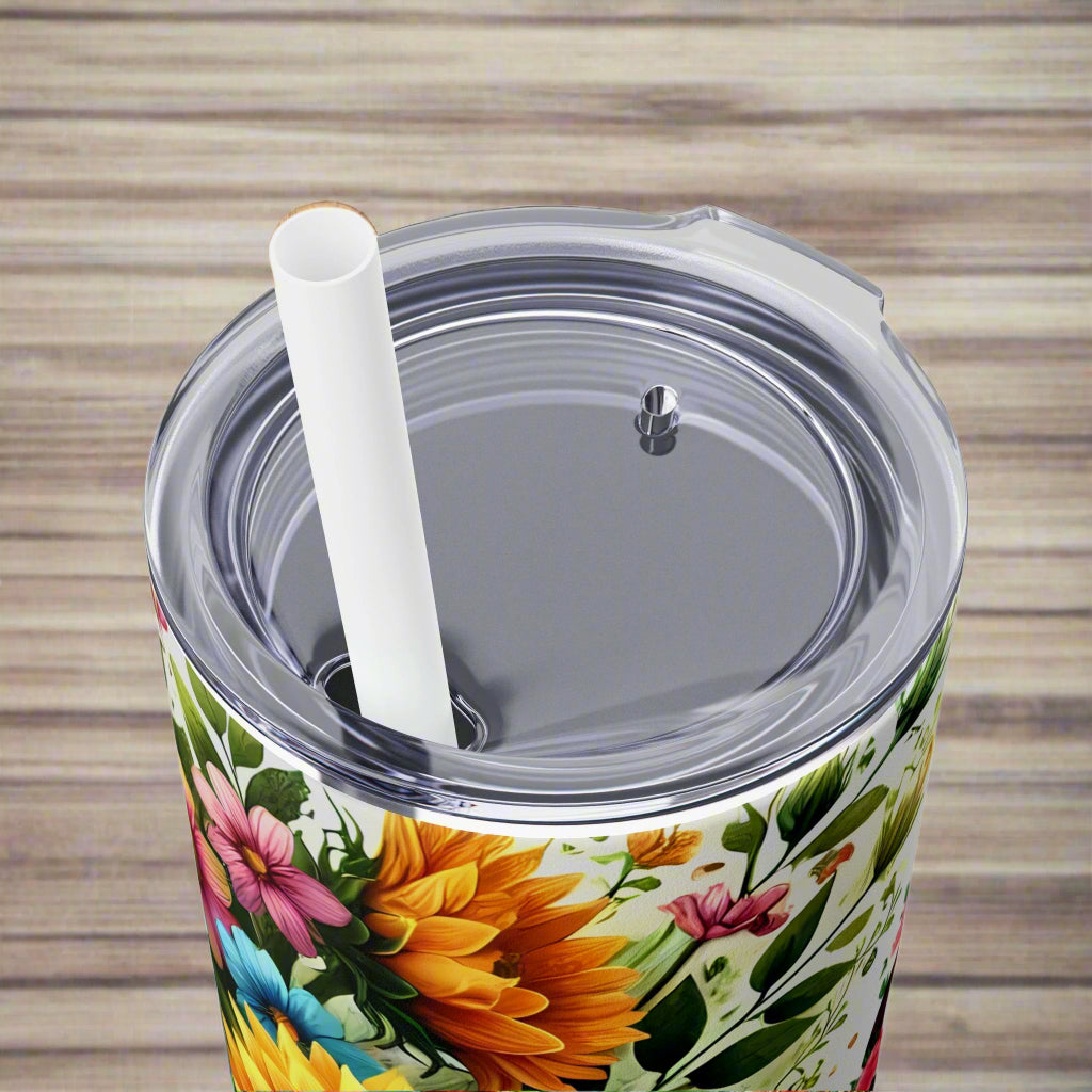 Grandma Floral Sunflower Skinny Tumbler with Straw - 20oz - Kim’s Signature Beauty & Accessories    