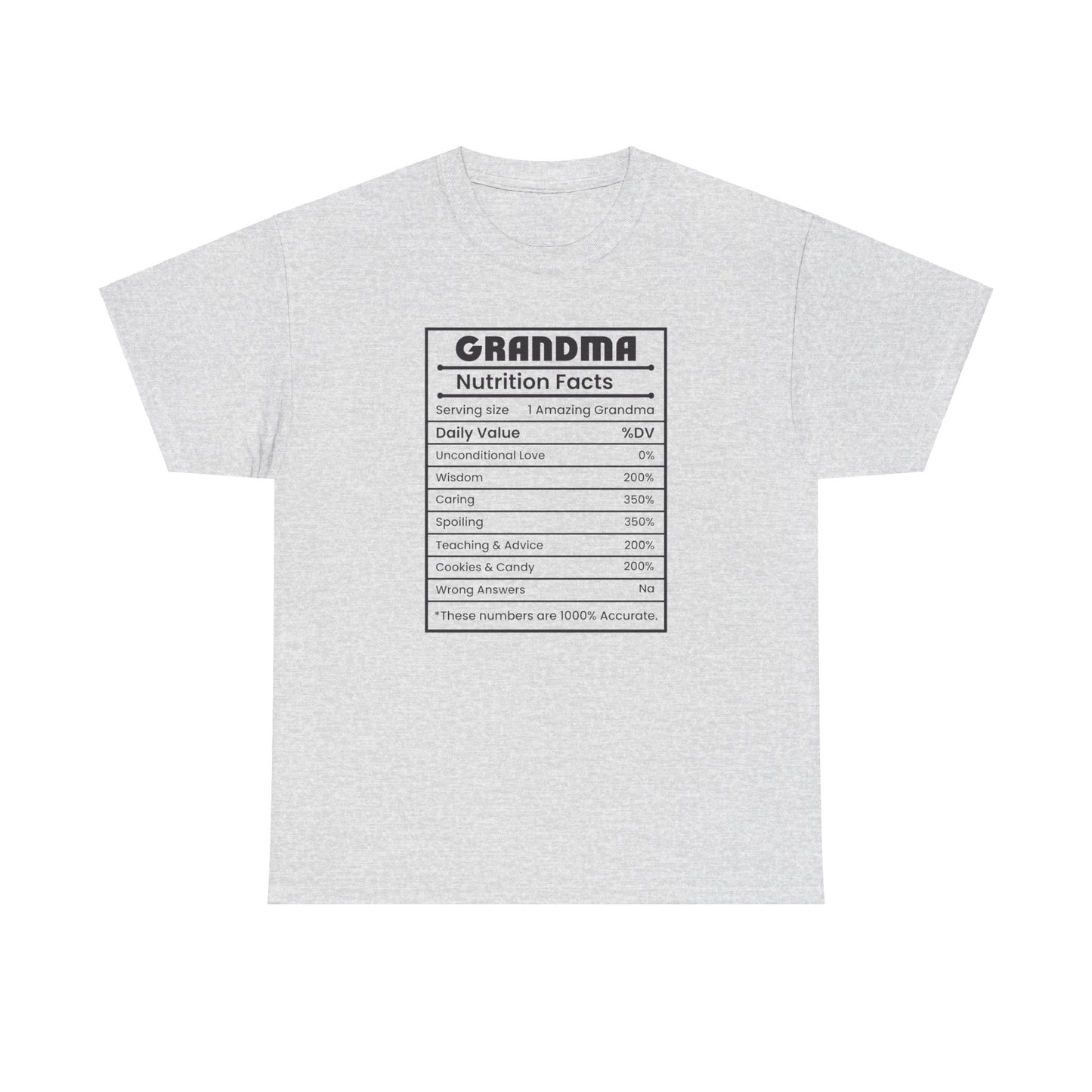 Grandma Nutritional Facts Tee - Kim’s Signature Beauty & Accessories    