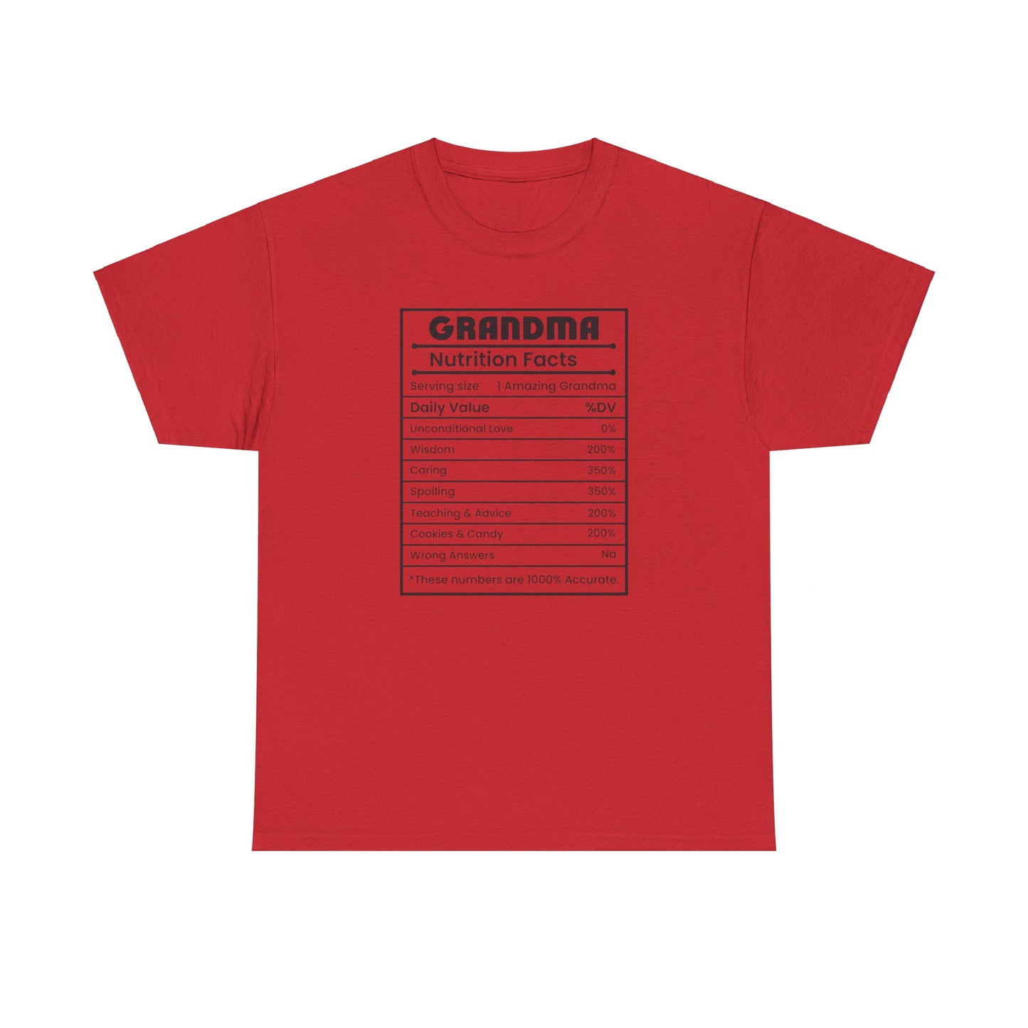 Grandma Nutritional Facts Tee - Kim’s Signature Beauty & Accessories    