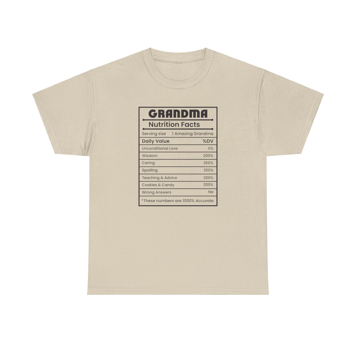 Grandma Nutritional Facts Tee - Kim’s Signature Beauty & Accessories    