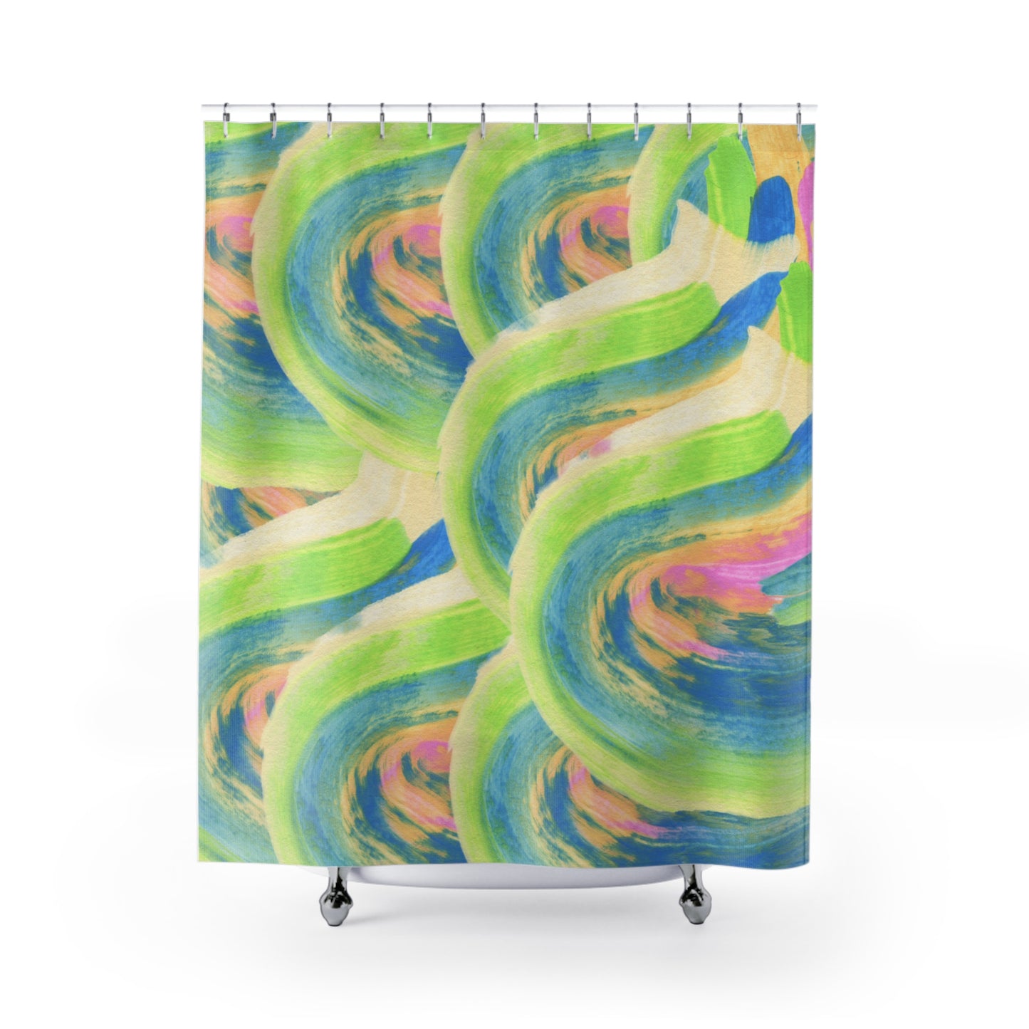 Green & Blue Retro | Shower Curtain - Kim’s Signature Beauty & Accessories    