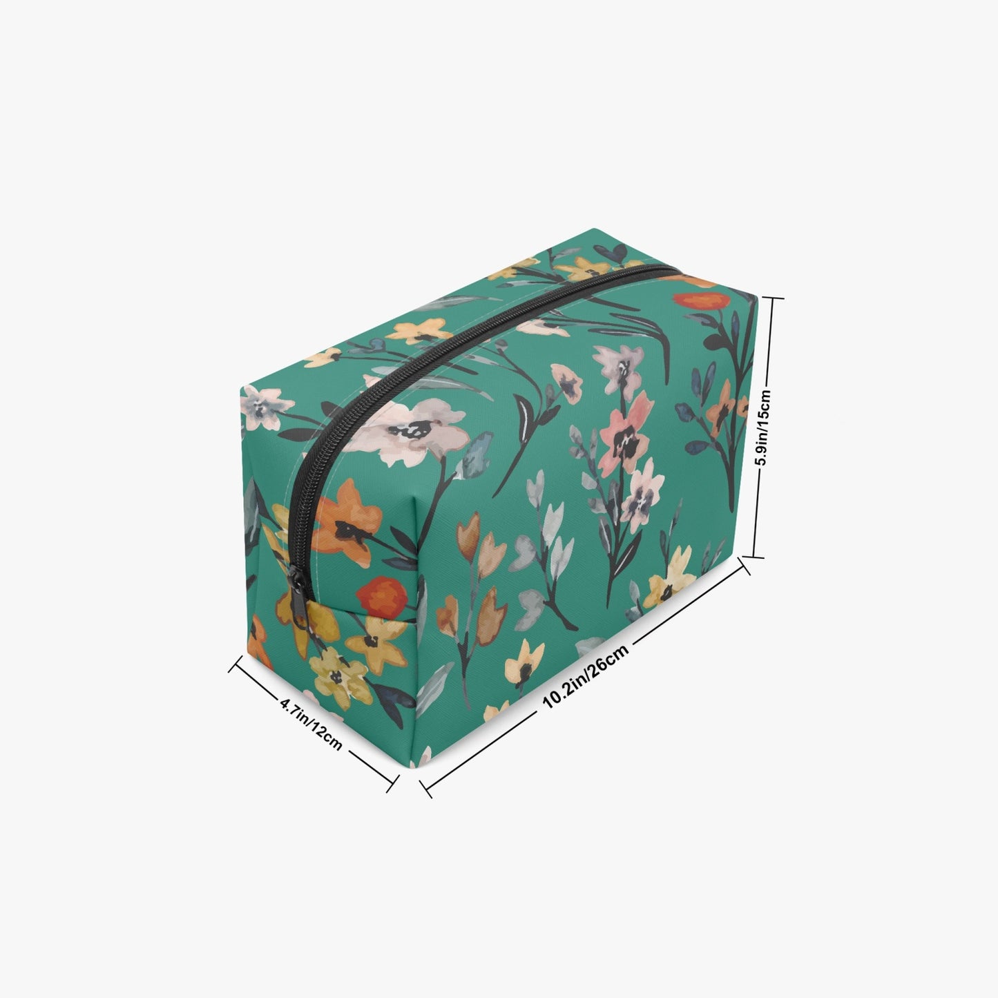 Green Floral Boxy Makeup Bag - Kim’s Signature Beauty & Accessories    