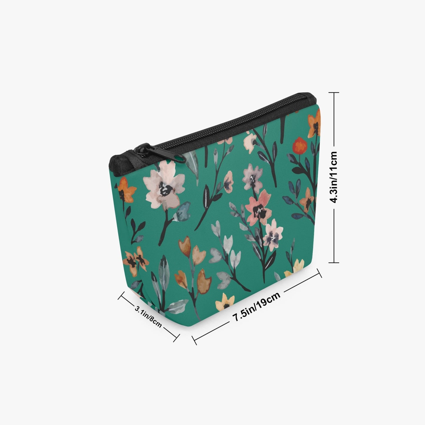 Green Floral Zipper Makeup Bag - Kim’s Signature Beauty & Accessories    