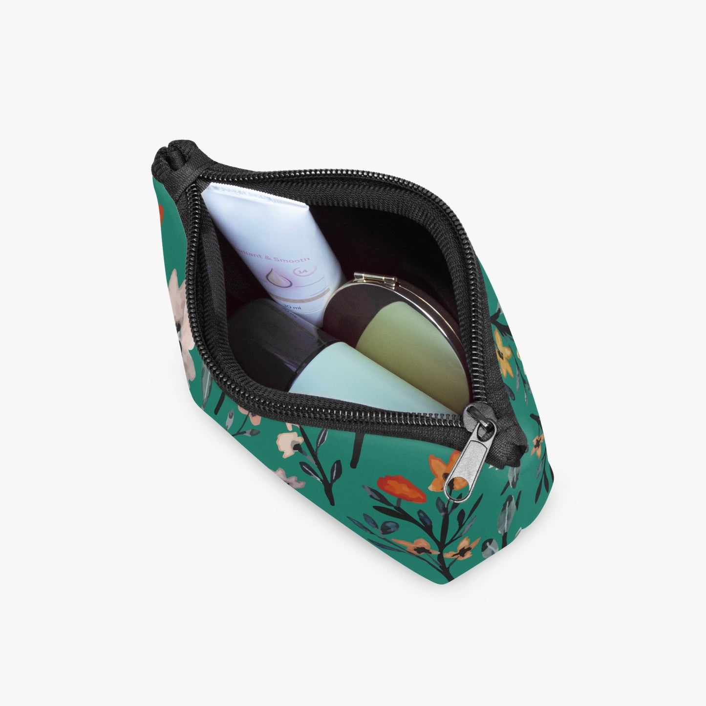 Green Floral Zipper Makeup Bag - Kim’s Signature Beauty & Accessories    