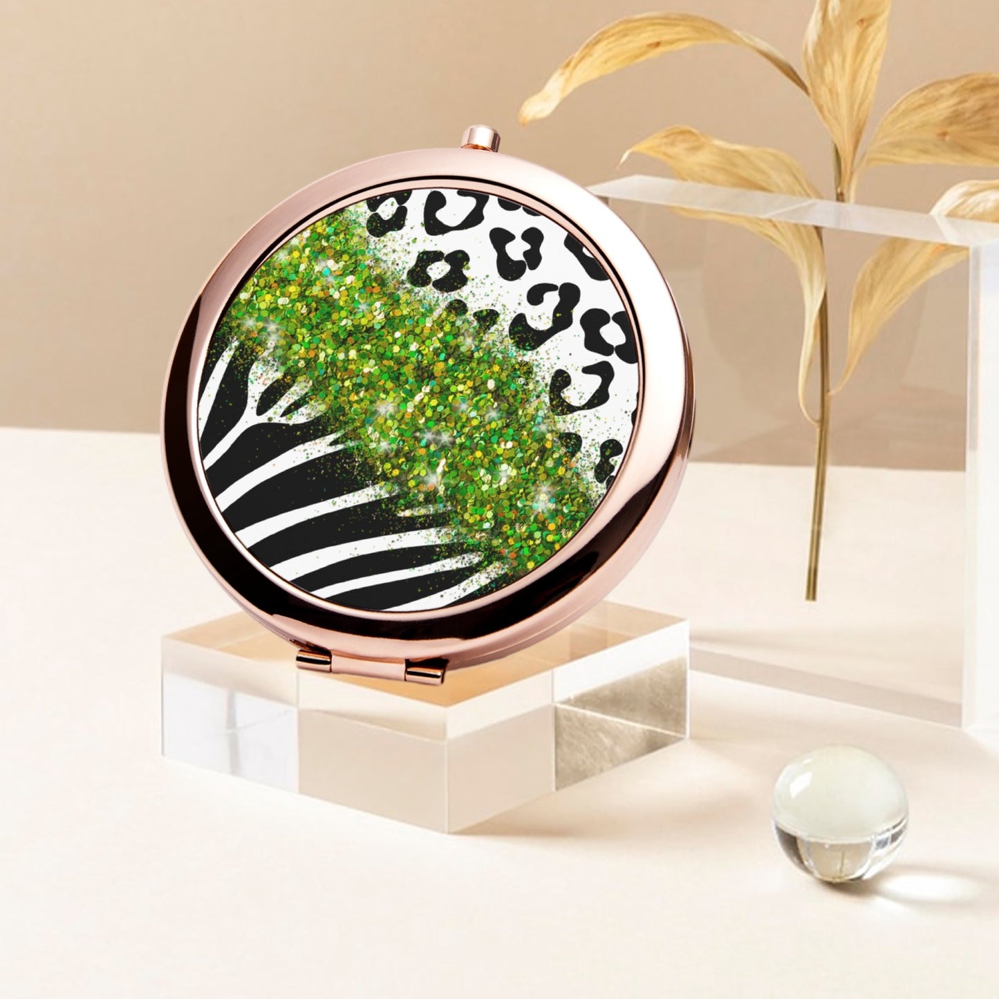 Green Glitter | Compact Mirror - Kim’s Signature Beauty & Accessories    
