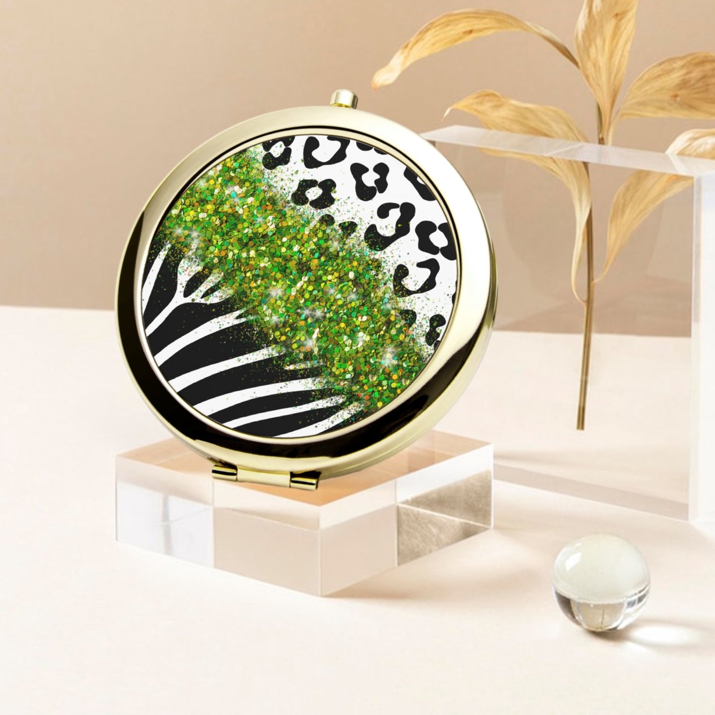 Green Glitter | Compact Mirror - Kim’s Signature Beauty & Accessories    