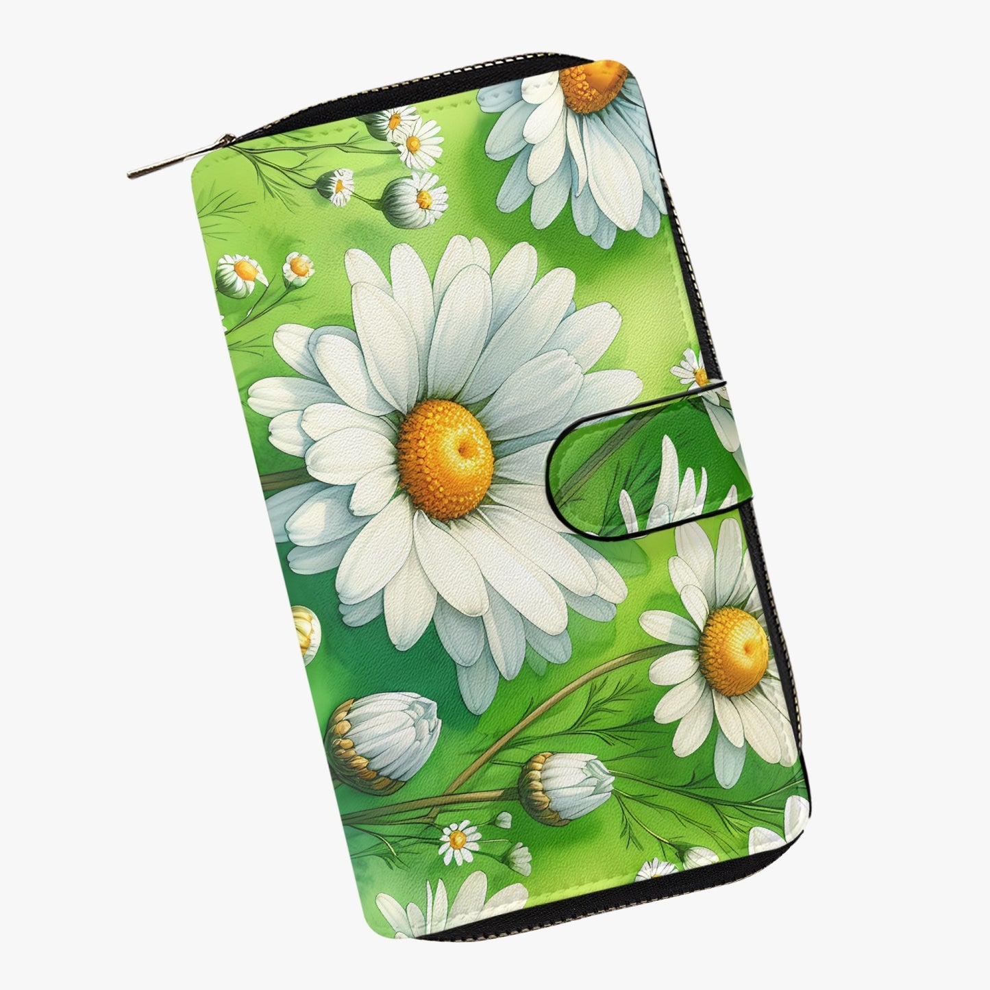 Green & White Floral Long Leather Wallet - Kim’s Signature Beauty & Accessories    