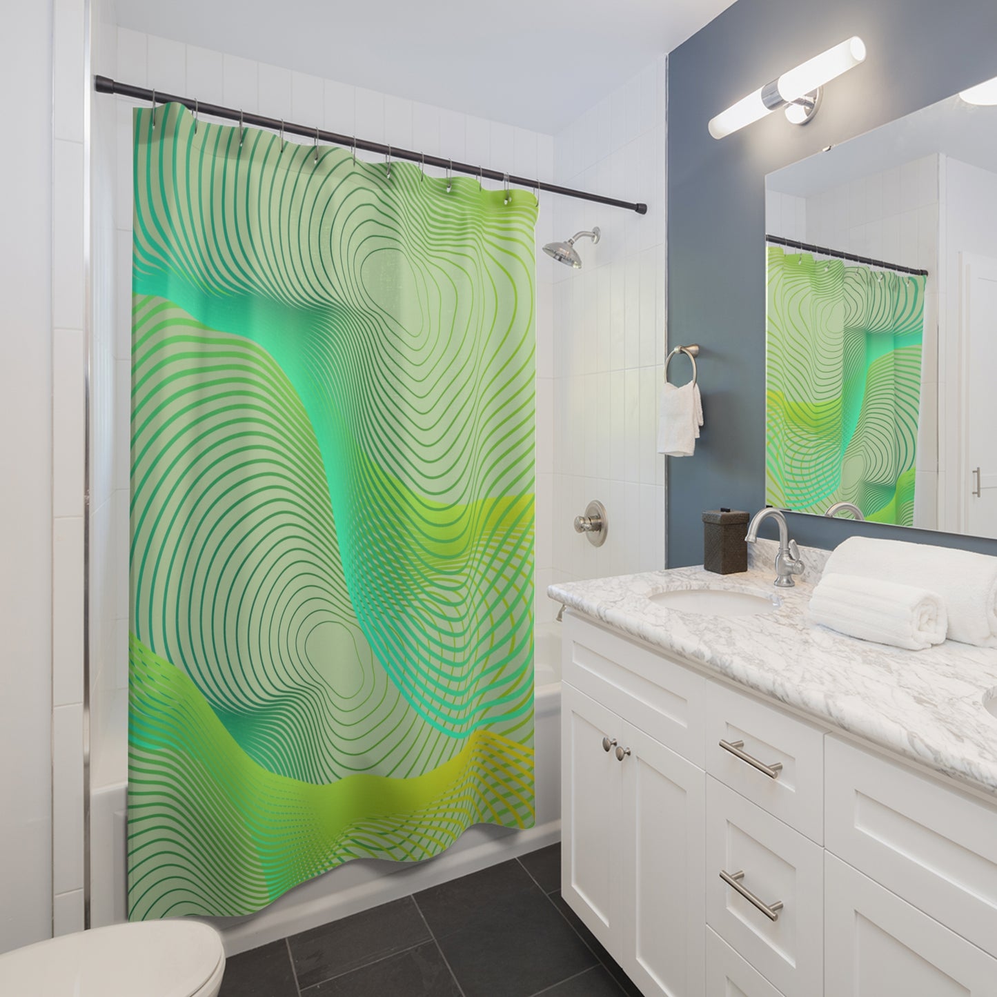 Green & Yellow Geo | Shower Curtain - Kim’s Signature Beauty & Accessories    