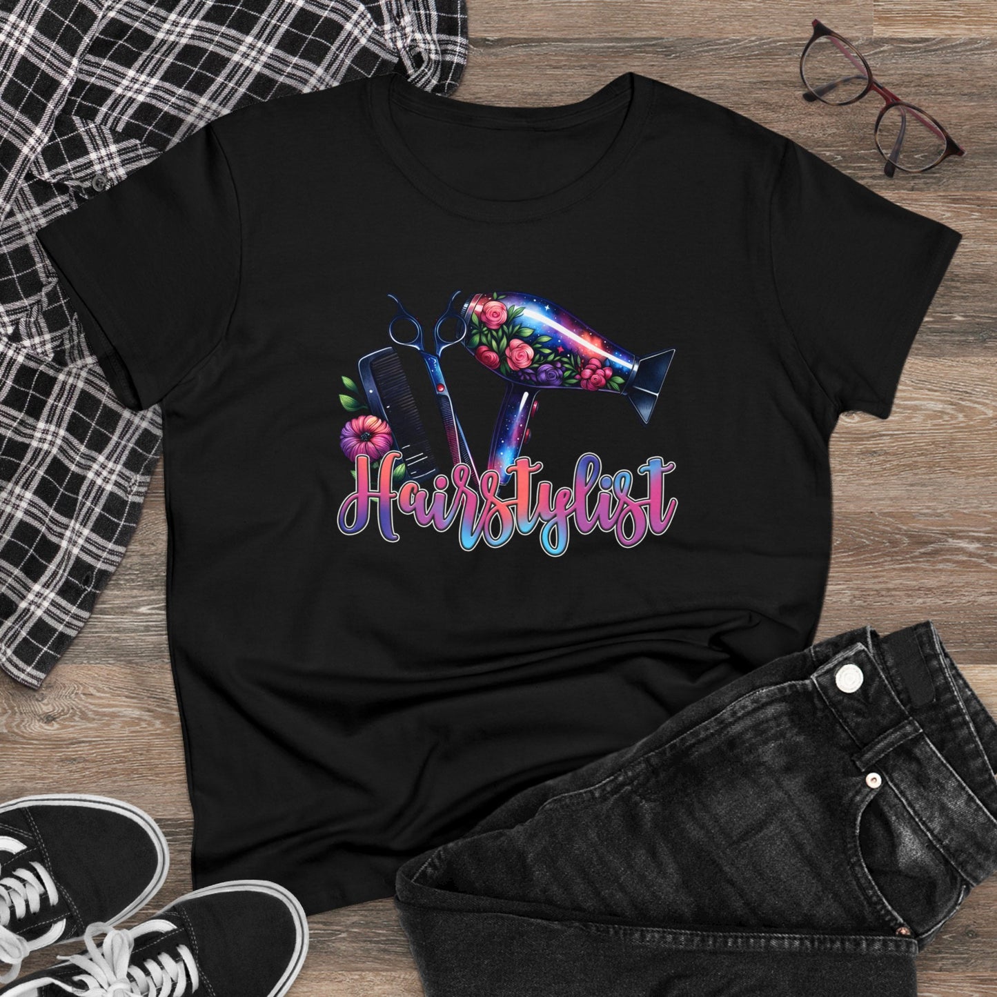 Hairstylist Floral Hair Tools T-Shirt – Gift for Salon Stylists - Kim’s Signature Beauty & Accessories    
