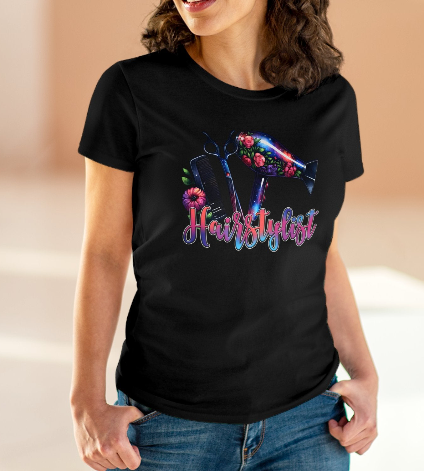 Hairstylist Floral Hair Tools T-Shirt – Gift for Salon Stylists - Kim’s Signature Beauty & Accessories    