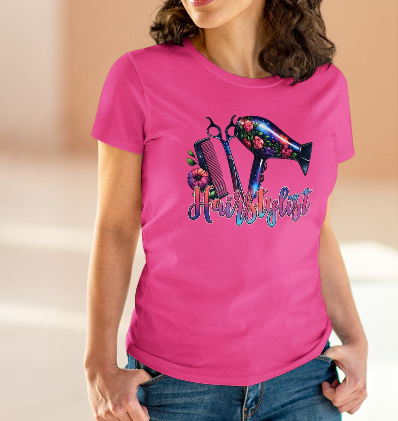 Hairstylist Floral Hair Tools T-Shirt – Gift for Salon Stylists - Kim’s Signature Beauty & Accessories    