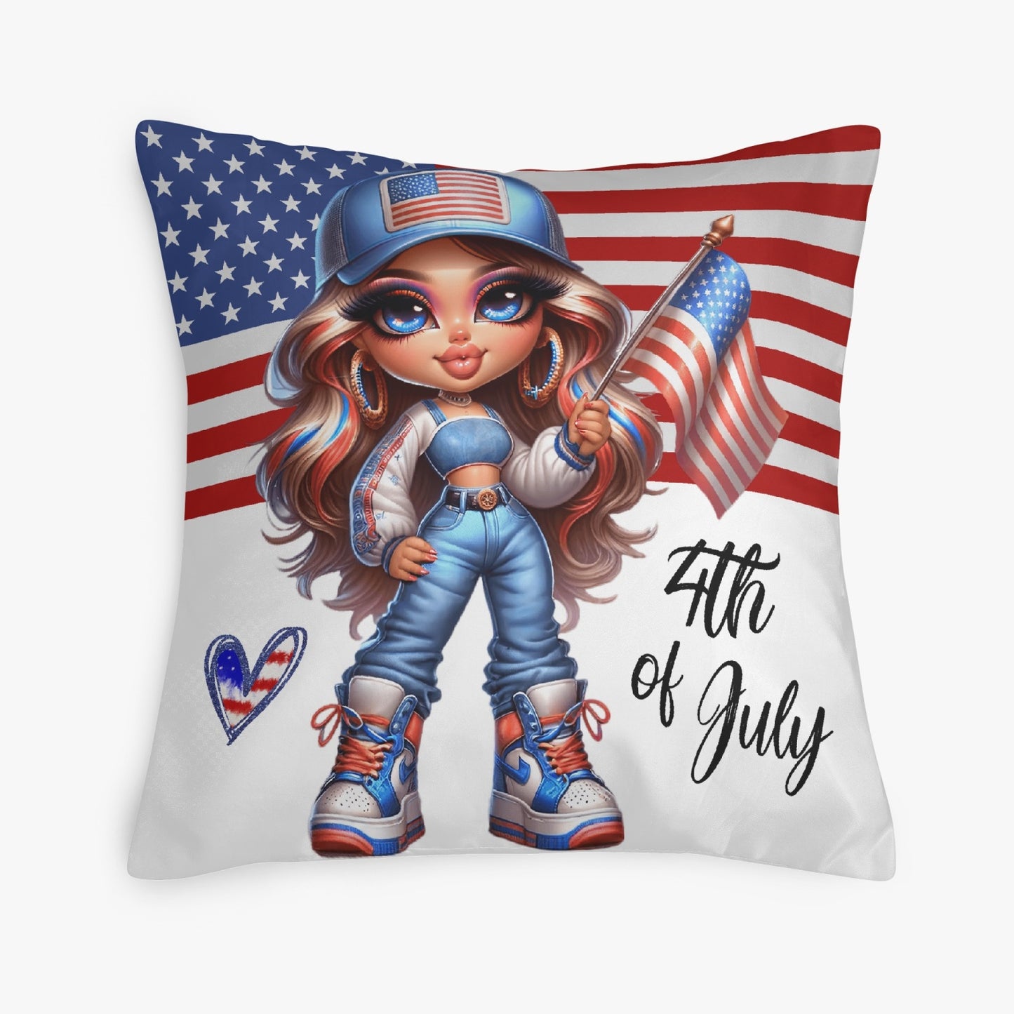 Happy 4th of July All-American Girl Pillow Cover - Kim’s Signature Beauty & Accessories    