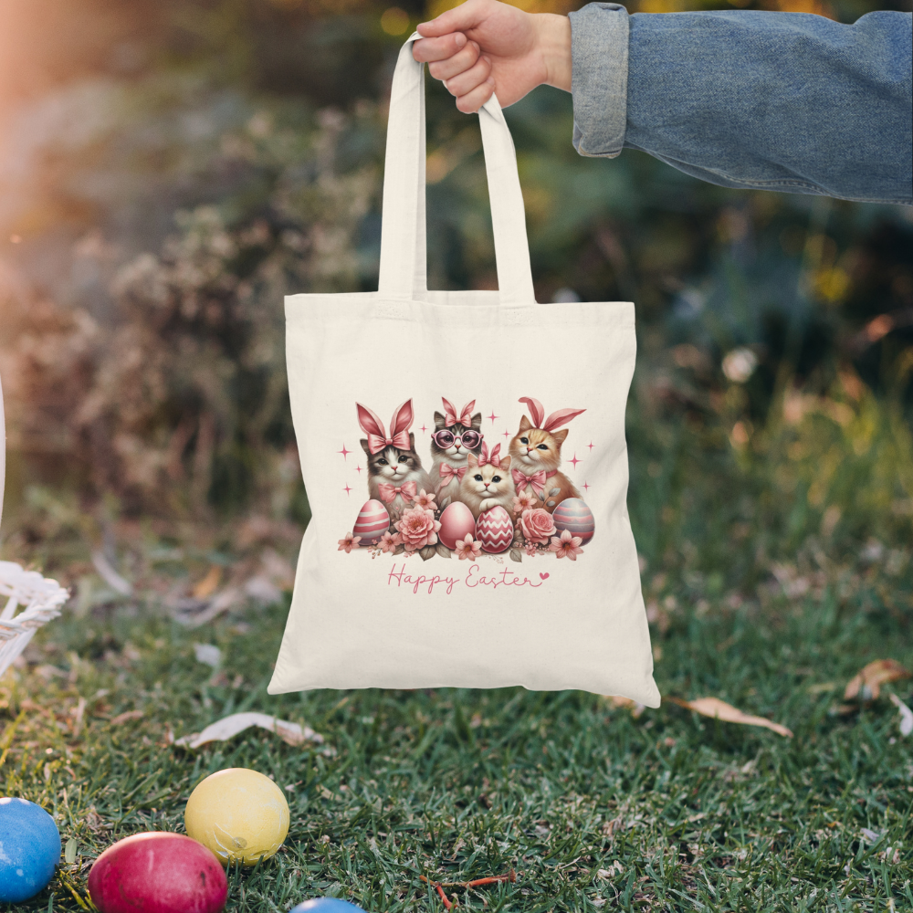 Happy Easter Cat Tote Bag – Cute Animal Easter Shopping Bag - Kim’s Signature Beauty & Accessories    