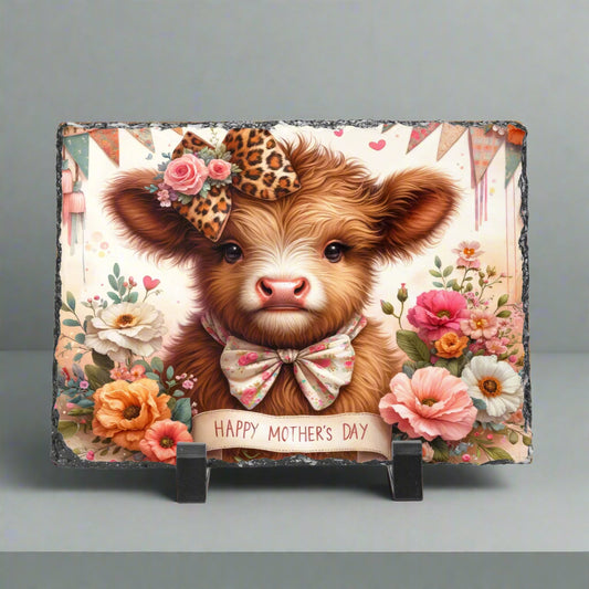 Happy Mother’s Day – Highland Cow Rectangular Plaque - Kim’s Signature Beauty & Accessories    