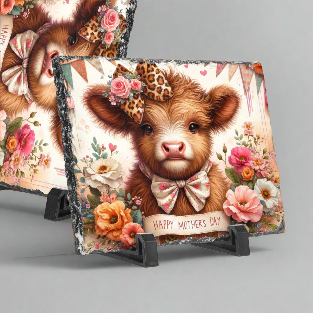 Happy Mother’s Day – Highland Cow Rectangular Plaque - Kim’s Signature Beauty & Accessories    