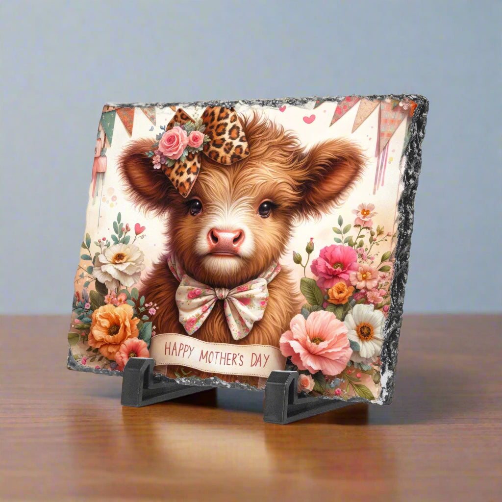 Happy Mother’s Day – Highland Cow Rectangular Plaque - Kim’s Signature Beauty & Accessories    