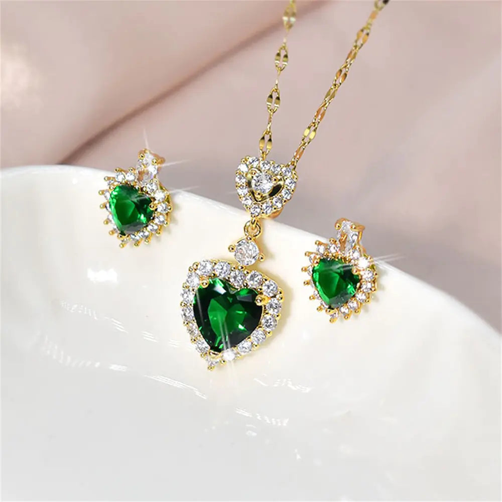 Heart Crystal Jewelry Set - Kim’s Signature Beauty & Accessories    