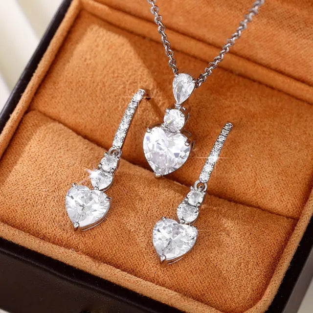 Heart Crystal Jewelry Set - Kim’s Signature Beauty & Accessories    