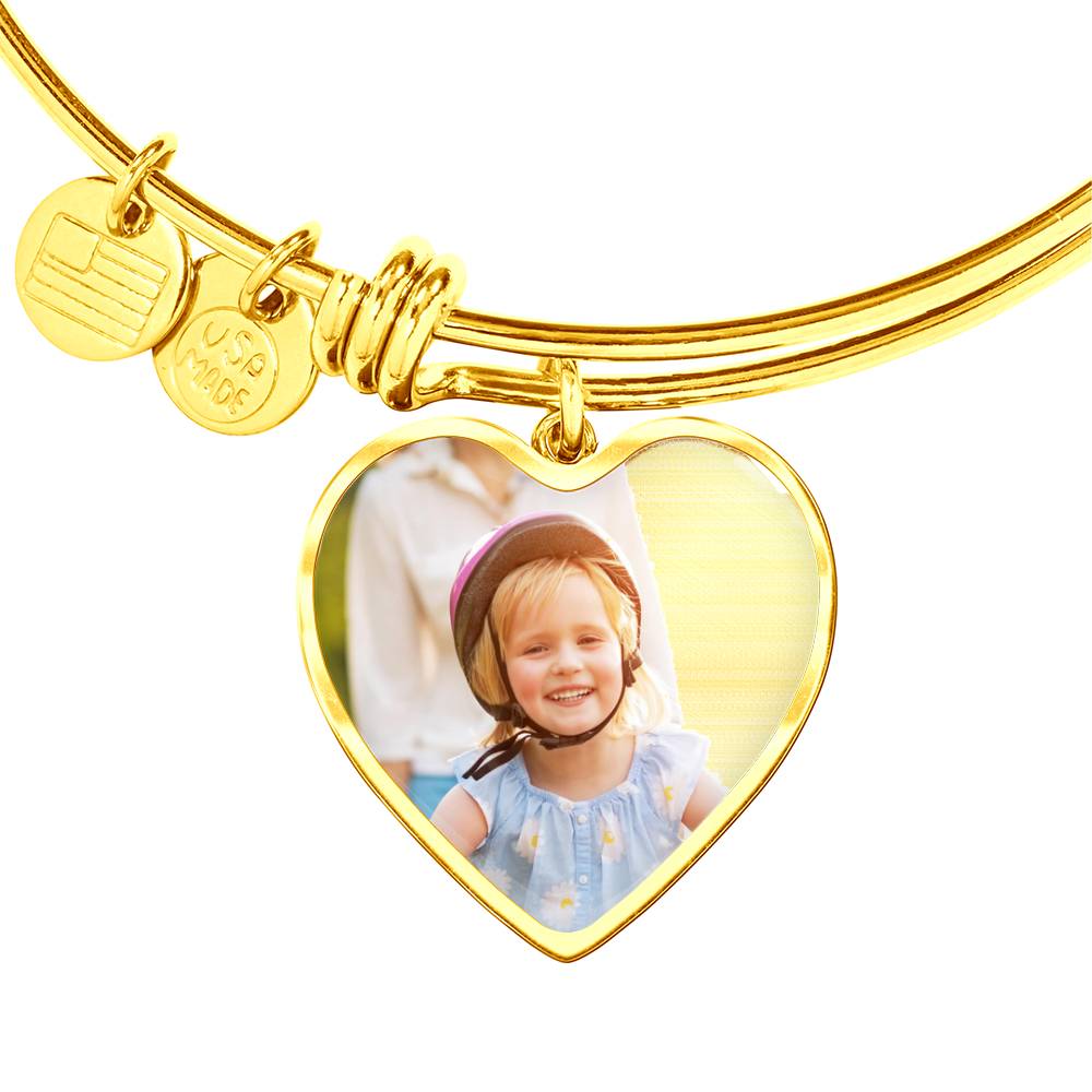 Heart Photo Bangle Bracelet | Engravable Gift - Kim’s Signature Beauty & Accessories    