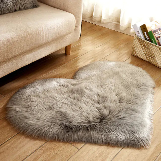Heart-Shaped Faux Sheepskin Area Rug – 12 Colors - Kim’s Signature Beauty & Accessories    