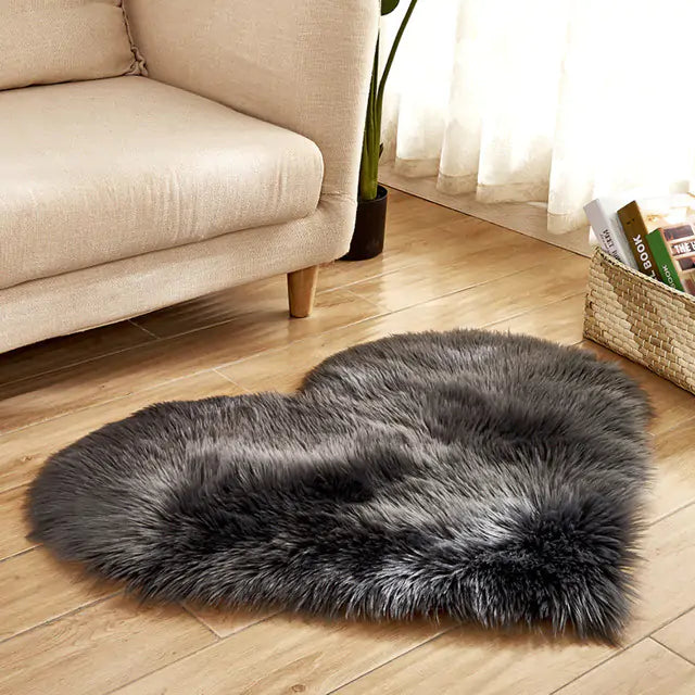 Heart-Shaped Faux Sheepskin Area Rug – 12 Colors - Kim’s Signature Beauty & Accessories    