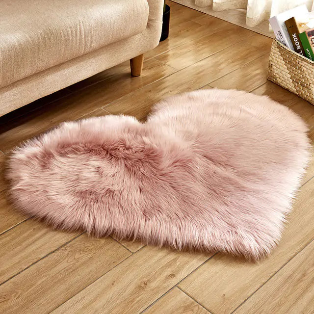 Heart-Shaped Faux Sheepskin Area Rug – 12 Colors - Kim’s Signature Beauty & Accessories    