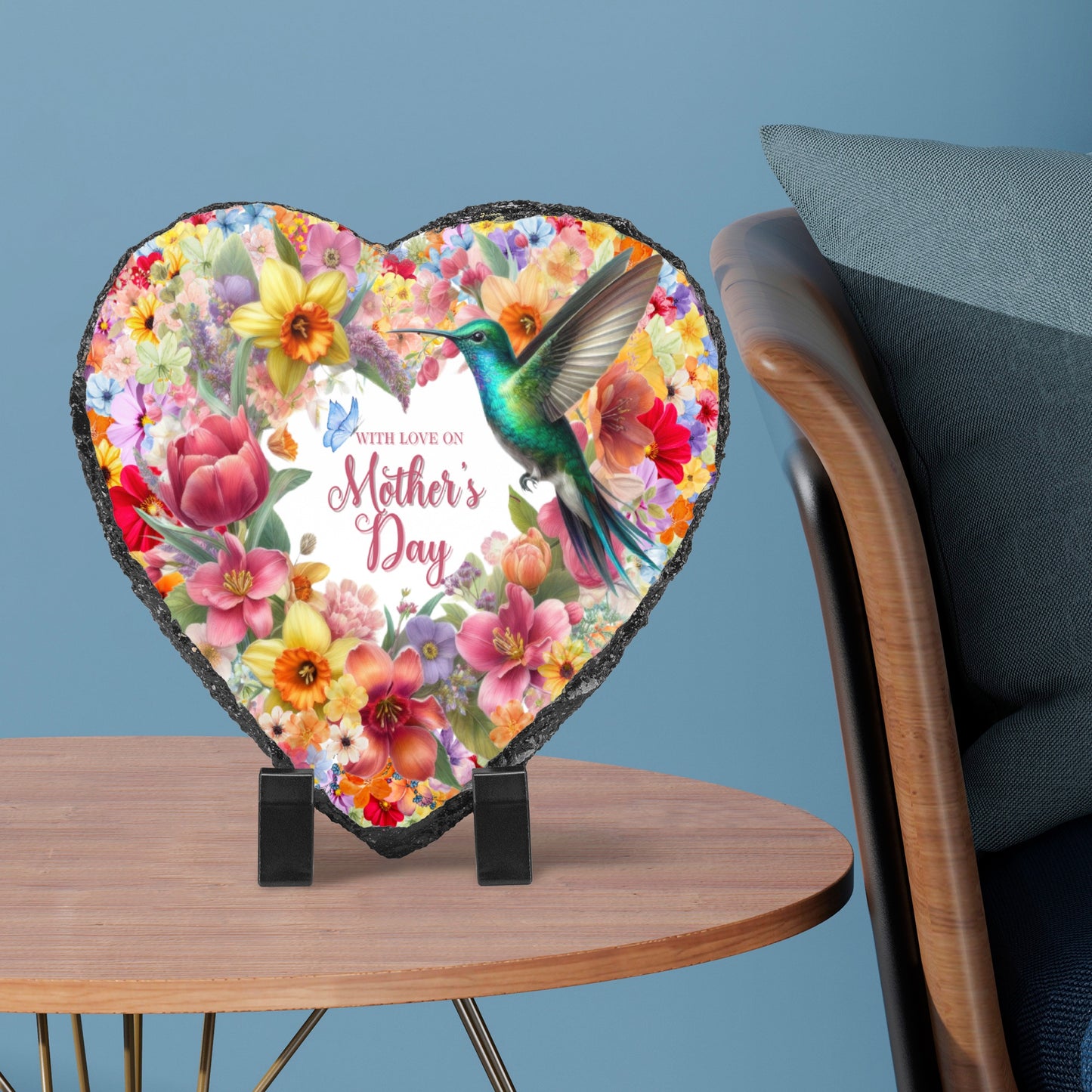 Heart-Shaped Mother’s Day Slate Plaque – With Love & Hummingbird Design - Kim’s Signature Beauty & Accessories    