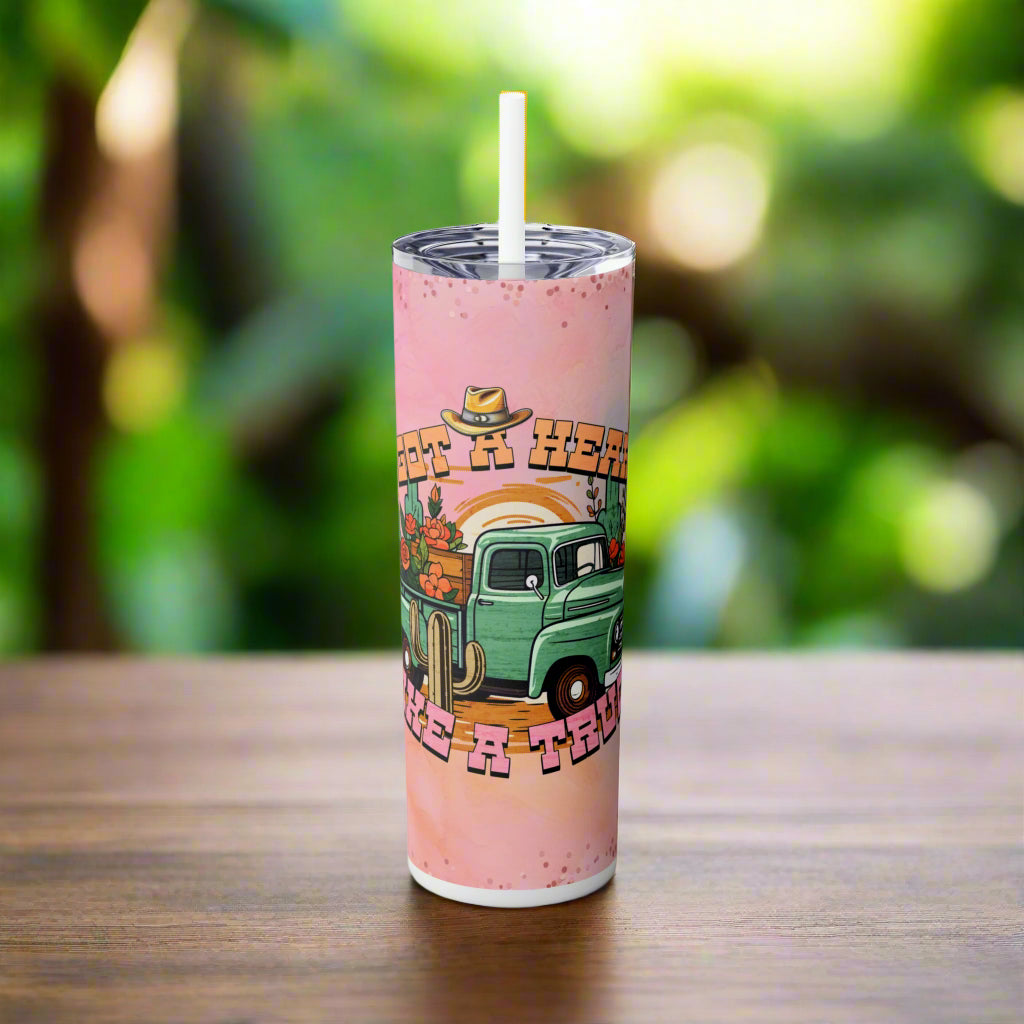 Heart like a TruckTumbler with Straw - Kim’s Signature Beauty & Accessories    