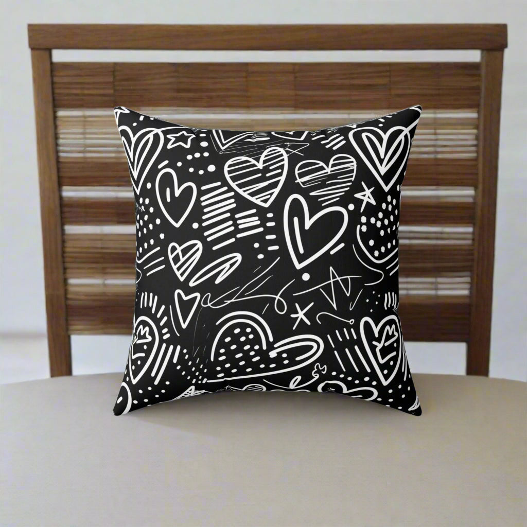 Hearts Hand-Drawn Throw Pillow - Kim’s Signature Beauty & Accessories    