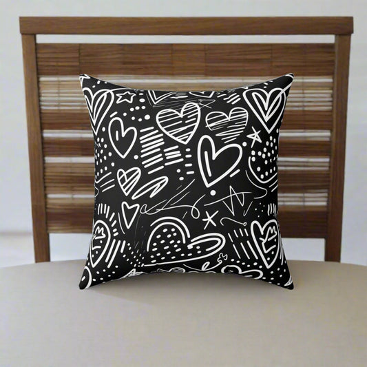 Hearts Hand-Drawn Throw Pillow - Kim’s Signature Beauty & Accessories    