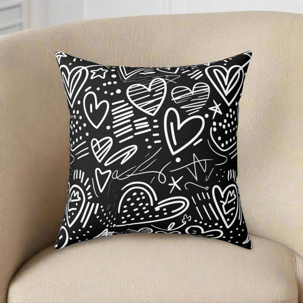 Hearts Hand-Drawn Throw Pillow - Kim’s Signature Beauty & Accessories    