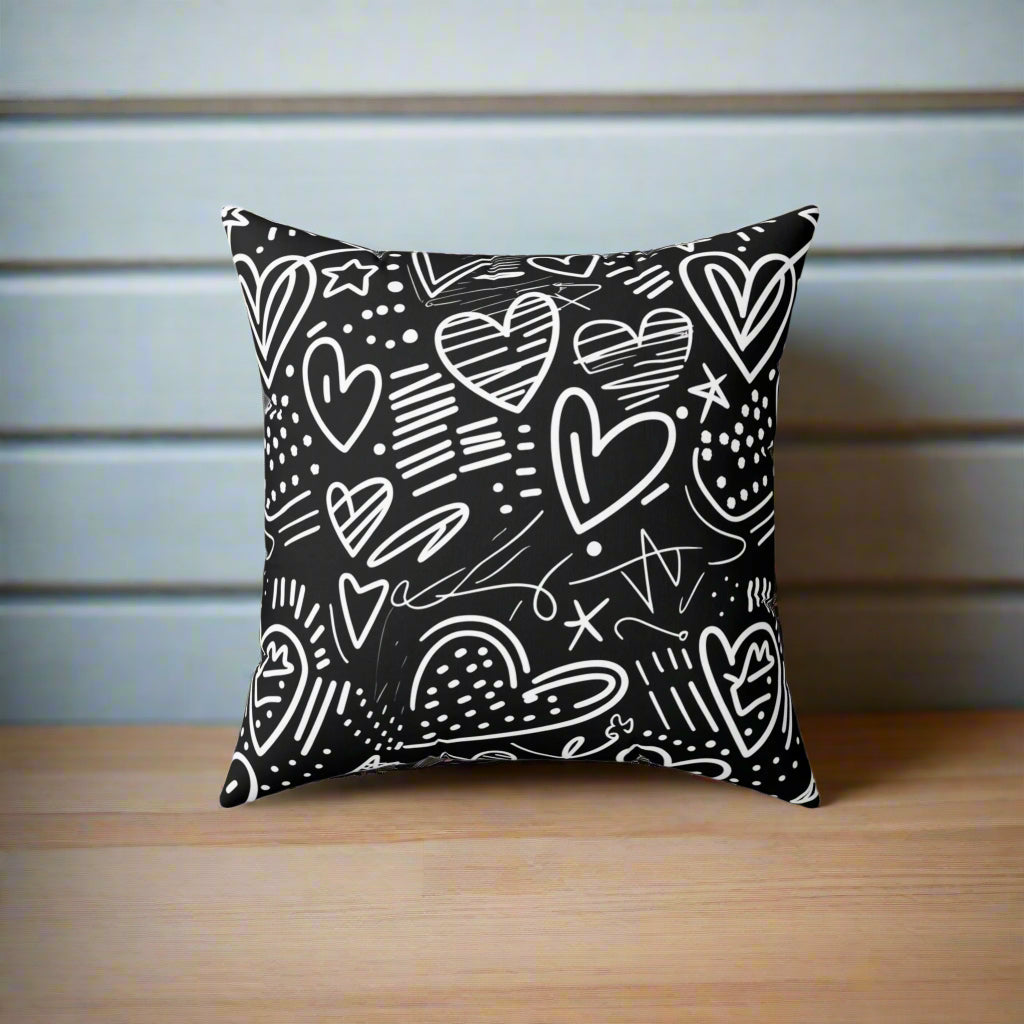 Hearts Hand-Drawn Throw Pillow - Kim’s Signature Beauty & Accessories    
